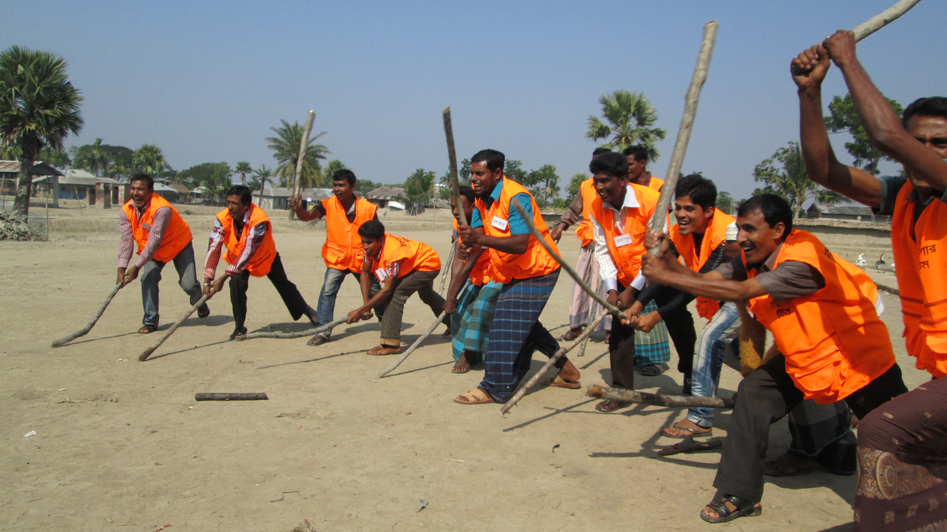 Bangladeshi illagers being trainved by NGO WildTeam to scare away tigers. Source: Twin Cities Public Television.